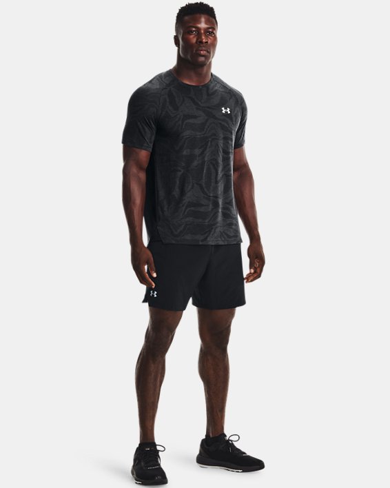 Men's UA Streaker Jacquard T-Shirt in Black image number 2